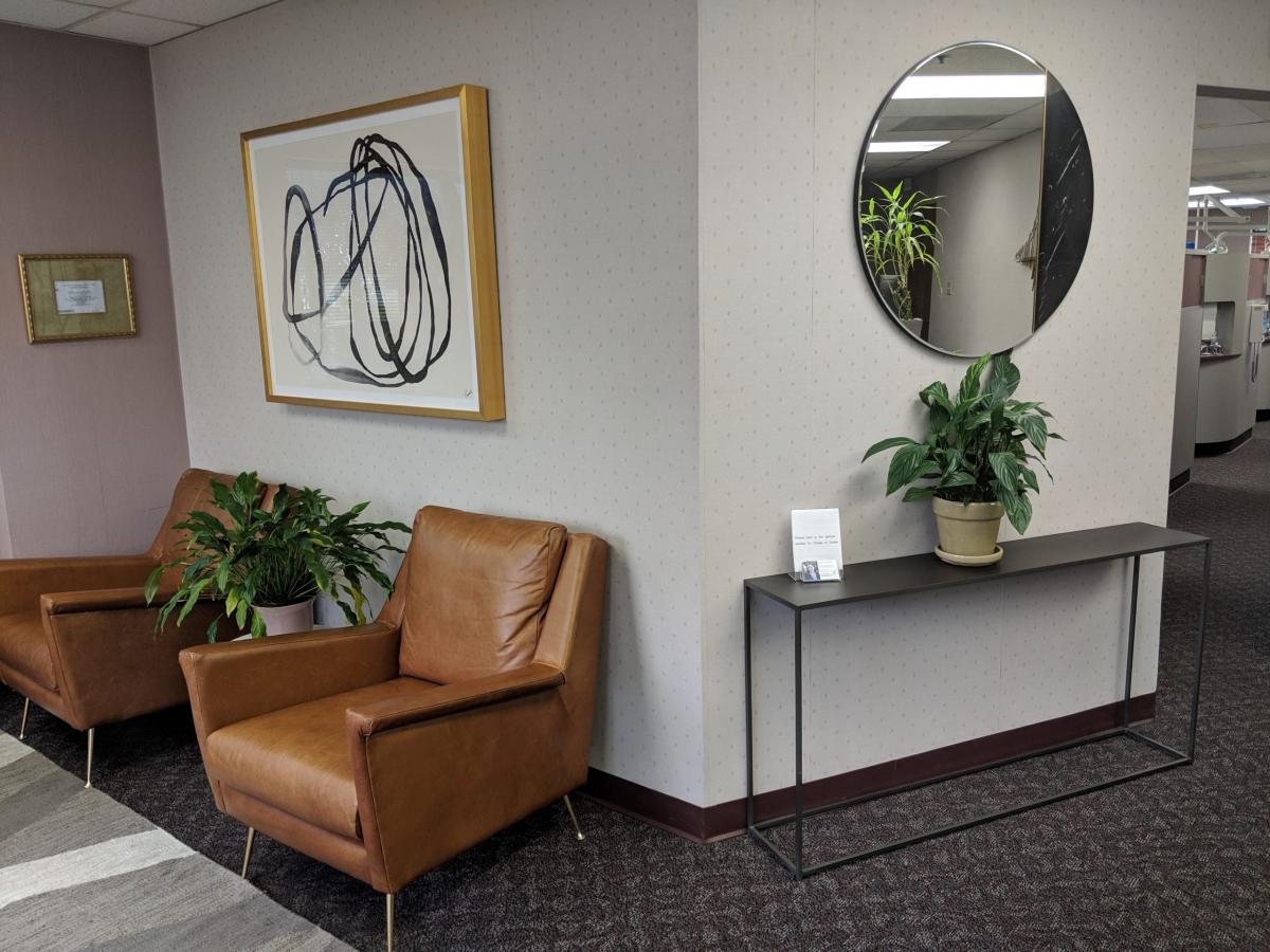 Office hallway and sterilization area